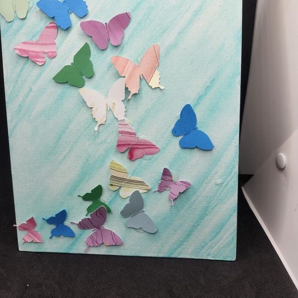 Hand Crafted 3D Butterfly Art on 8x10" Canvas Watercolor Cardstock Butterflies - Picture 1 of 11